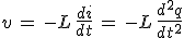 v\,=\,-L\,\frac{di}{dt}\,=\,-L\,\frac{d^2q}{dt^2}